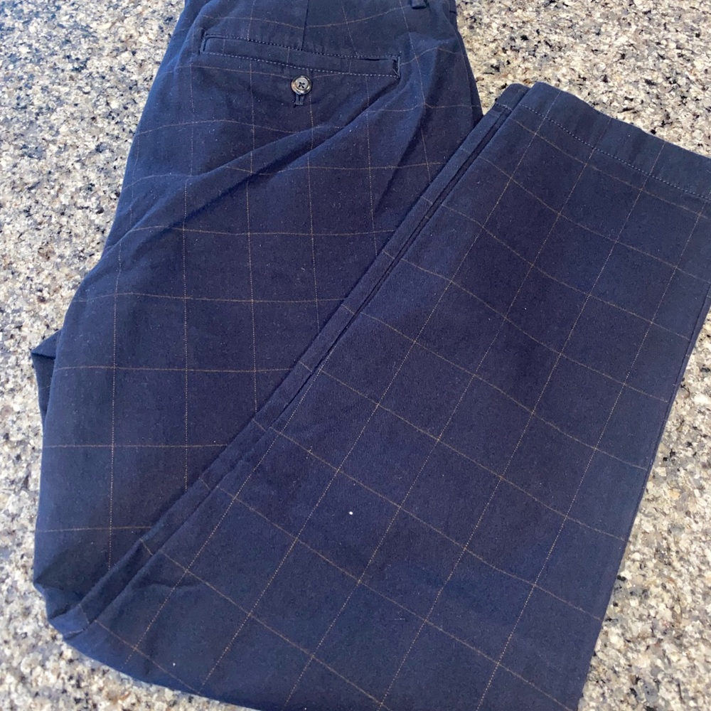 Banana Republic Blue Chinos with Subtle Check Pattern